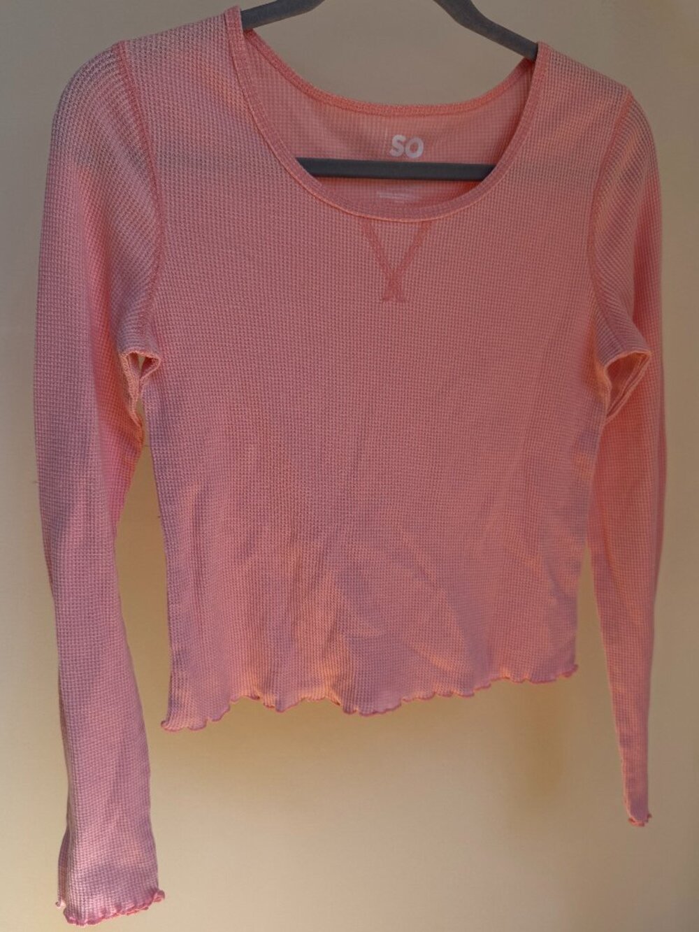 Long Sleeve Waffle Knit Cropped Top